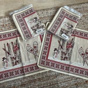 French Jacquard Winter Snowman Placemat Set of 6
